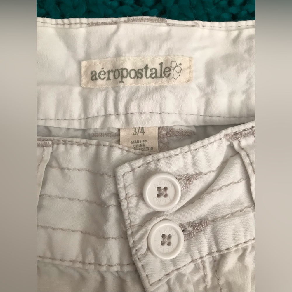 Y2k Aeropostale White Low Rise Cargo Capri Pants Gem